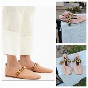 STELLA MCCARTNEY  Powder Pink Chain Strap Elastic‎ Padded Falabella Flats